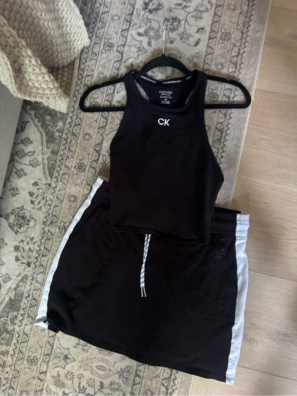 Calvin Klein Black Athletic Shorts with White Side Stripes